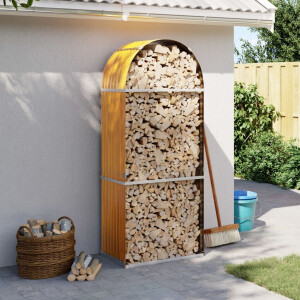 vidaXL Haardhoutopslag 80x45x190 cm gegalvaniseerd staal houtlook