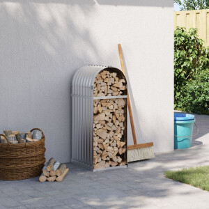 vidaXL Haardhoutopslag 40x45x100 cm gegalvaniseerd staal zilverkleurig