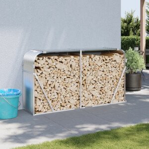 vidaXL Haardhoutopslag 180x45x100 cm gegalvaniseerd staal zilverkleur