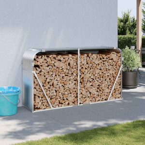 vidaXL Haardhoutopslag 180x45x100 cm gegalvaniseerd staal zilverkleur
