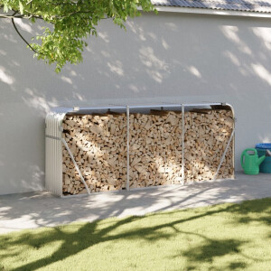 vidaXL Haardhoutopslag 234x45x100 cm gegalvaniseerd staal zilverkleur