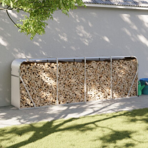 vidaXL Haardhoutopslag 300x45x100 cm gegalvaniseerd staal zilverkleur
