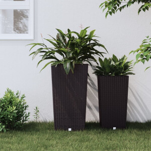 vidaXL Plantenbak met uitneembare bak rattan-look 21/49 L PP bruin