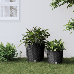 vidaXL Plantenbak uitneembare bak rattan-look 35/37,5 L PP antraciet