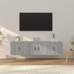 vidaXL 3-delige Tv-meubelset bewerkt hout grijs sonoma eikenkleurig