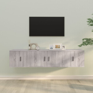vidaXL 3-delige Tv-meubelset bewerkt hout grijs sonoma eikenkleurig