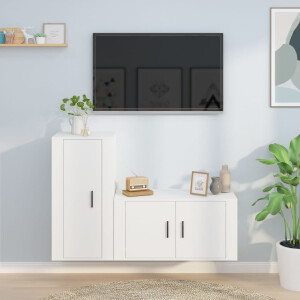 vidaXL 2-delige Tv-meubelset bewerkt hout wit