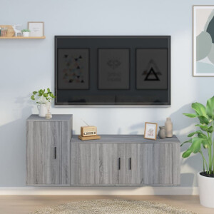 vidaXL 2-delige Tv-meubelset bewerkt hout grijs sonoma eikenkleurig