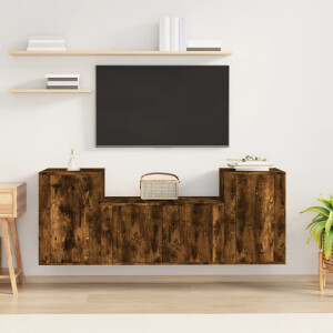 vidaXL 3-delige Tv-meubelset bewerkt hout gerookt eikenkleurig