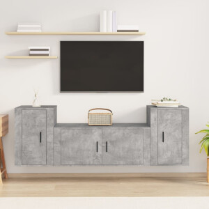 vidaXL 3-delige Tv-meubelset bewerkt hout betongrijs