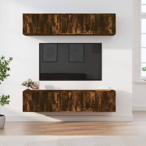 vidaXL 6-delige Tv-meubelset bewerkt hout gerookt eikenkleurig