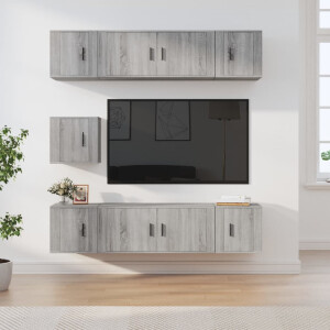 vidaXL 7-delige Tv-meubelset bewerkt hout grijs sonoma eikenkleurig