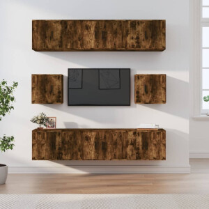 vidaXL 8-delige Tv-meubelset bewerkt hout gerookt eikenkleurig
