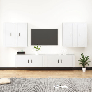 vidaXL 6-delige Tv-meubelset bewerkt hout wit