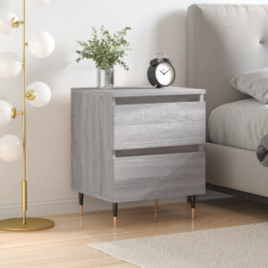 vidaXL Nachtkastje 40x35x50 cm bewerkt hout grijs sonoma eikenkleurig