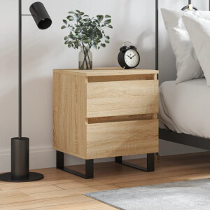 vidaXL Nachtkastje 40x35x50 cm bewerkt hout sonoma eikenkleurig
