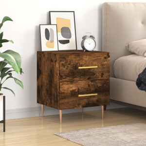 vidaXL Nachtkastje 40x35x47,5 cm bewerkt hout gerookt eikenkleurig