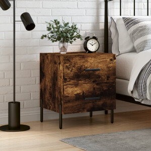 vidaXL Nachtkastje 40x35x47,5 cm bewerkt hout gerookt eikenkleurig