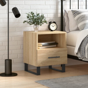 vidaXL Nachtkastje 40x35x47,5 cm bewerkt hout sonoma eikenkleurig