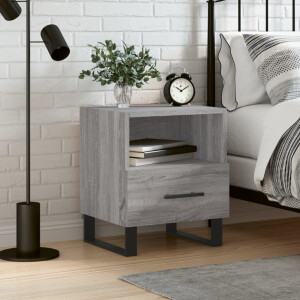 vidaXL Nachtkastje 40x35x47,5 cm bewerkt hout grijs sonoma eikenkleur