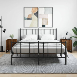 vidaXL Nachtkastjes 2 st 40x40x50 cm bewerkt hout bruin eikenkleur