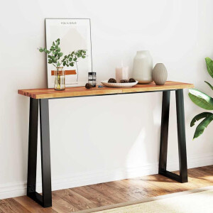 vidaXL Wandtafel met natuurlijke rand 140x40x80 cm massief acaciahout