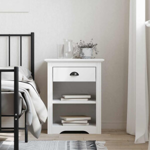 vidaXL Nachtkastje BODO 53x38,5x67 cm massief grenenhout wit