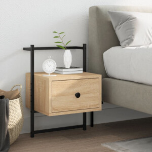 vidaXL Nachtkastje wandgemonteerd 35x30x51 cm hout sonoma eikenkleurig