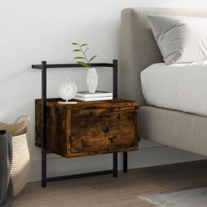 vidaXL Nachtkastje wandgemonteerd 35x30x51 cm hout gerookt eikenkleur