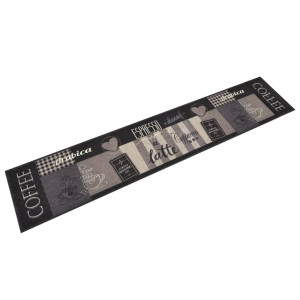 vidaXL Keukenmat wasbaar koffieprint 60x300 cm fluweel zwart