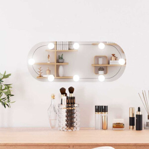 vidaXL Wandspiegel met LED's ovaal 20x50 cm glas