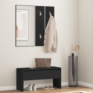 vidaXL Garderobe set bewerkt hout zwart