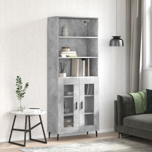 vidaXL Hoge kast 69,5x34x180 cm bewerkt hout betongrijs