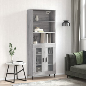 vidaXL Hoge kast 69,5x34x180 cm bewerkt hout grijs sonoma eikenkleurig