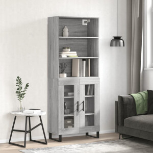 vidaXL Hoge kast 69,5x34x180 cm bewerkt hout grijs sonoma eikenkleurig
