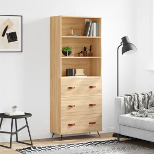 vidaXL Hoge kast 69,5x34x180 cm bewerkt hout sonoma eikenkleurig
