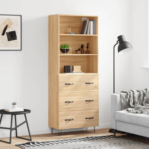 vidaXL Hoge kast 69,5x34x180 cm bewerkt hout sonoma eikenkleurig