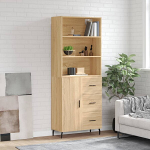 vidaXL Hoge kast 69,5x34x180 cm bewerkt hout sonoma eikenkleurig