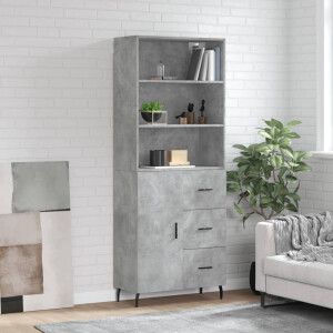vidaXL Hoge kast 69,5x34x180 cm bewerkt hout betongrijs