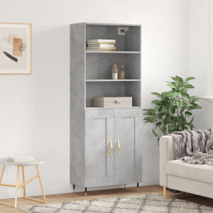 vidaXL Hoge kast 69,5x34x180 cm bewerkt hout betongrijs