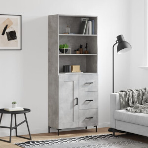 vidaXL Hoge kast 69,5x34x180 cm bewerkt hout betongrijs