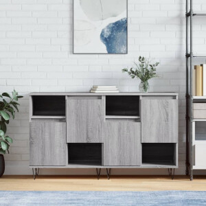 vidaXL Dressoirs 2 st bewerkt hout grijs sonoma eikenkleurig