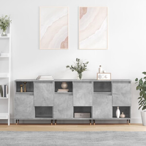 vidaXL Dressoirs 3 st bewerkt hout betongrijs