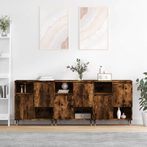 vidaXL Dressoirs 3 st bewerkt hout gerookt eikenkleurig