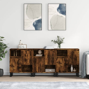 vidaXL Dressoirs 3 st bewerkt hout gerookt eikenkleurig