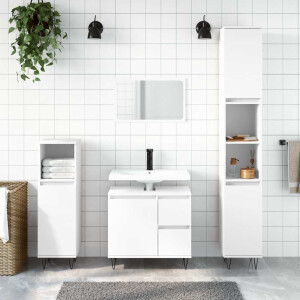 vidaXL 3-delige Badkamermeubelset bewerkt hout wit