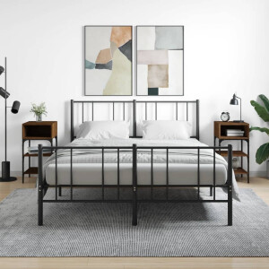 vidaXL Nachtkastjes 2 st 35x34,5x70 cm bewerkt hout bruin eikenkleur