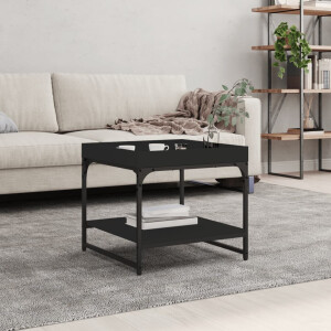 vidaXL Salontafel 49,5x49,5x45 cm bewerkt hout zwart