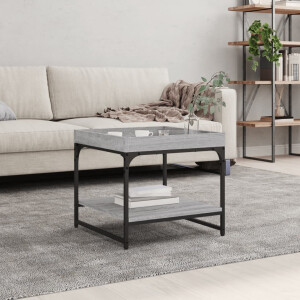 vidaXL Salontafel 49,5x49,5x45 cm bewerkt hout grijs sonoma eikenkleur