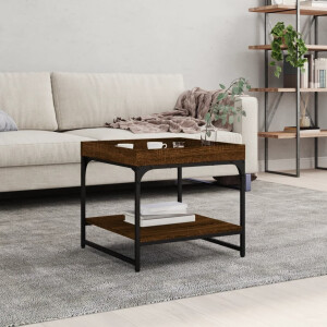 vidaXL Salontafel 49,5x49,5x45 cm bewerkt hout bruin eikenkleur